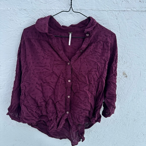 Free People Tops - Free People Plum Button-Down Shirt